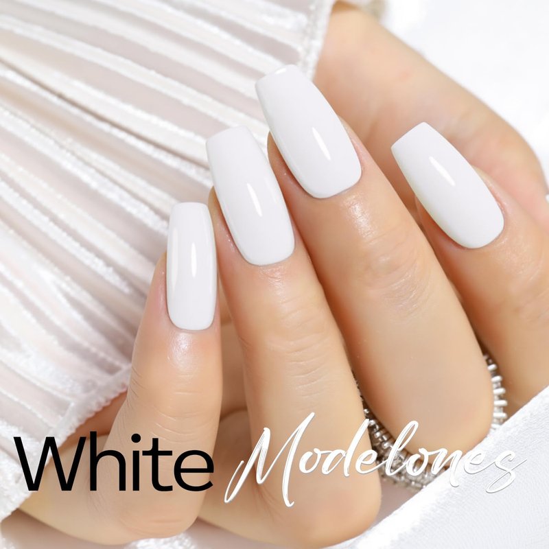 Modelones Hema-Free Gel Polish - High Gloss White Finish for Sensitive Nails | 15ml Soak Off UV Cure