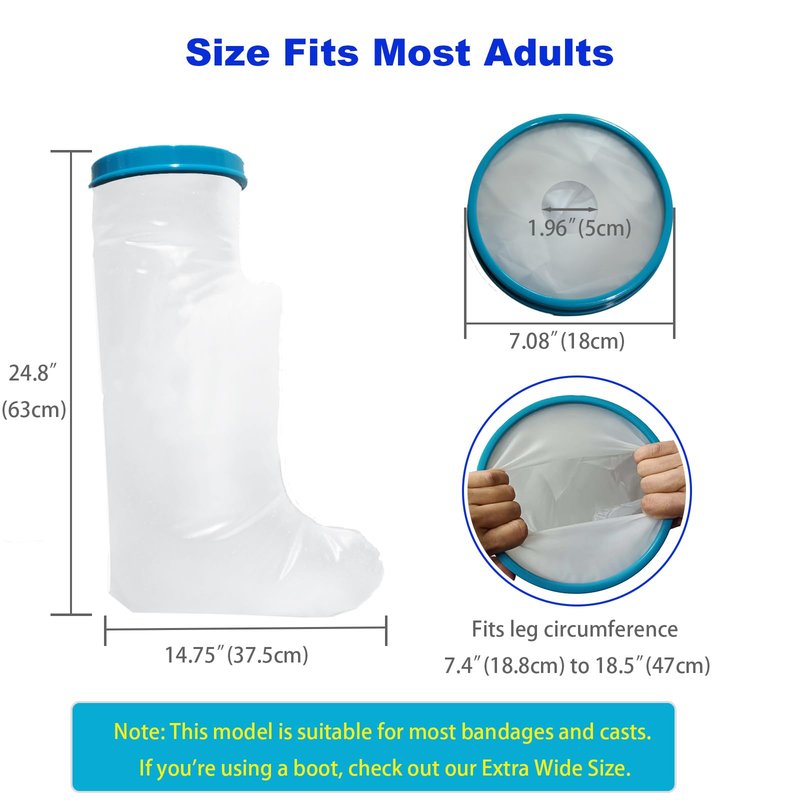Tideshake - Waterproof Leg Cast Cover for Showering, Reusable Adult Short Leg Cast Protector, Cast Covers for Shower Leg, Cast Bag for Shower, Cast Cover for Showering Foot