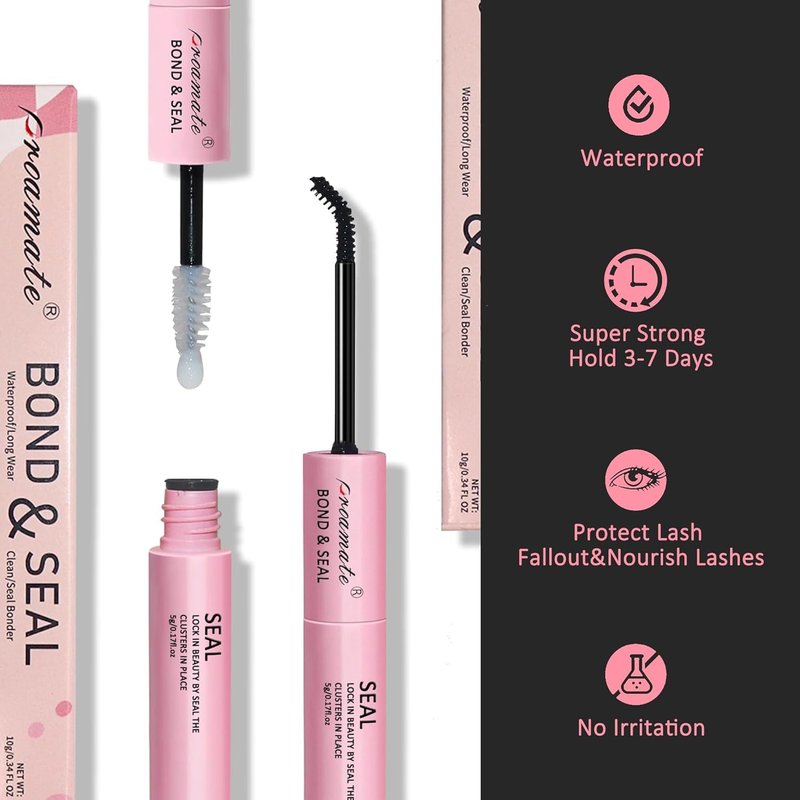 2PCS Eyelash Glue Eyelash Bond and Seal Super Strong Hold Cluster Lash Adhesive Latex Free Waterproof Cluster Lash Glue for Eyelash Extension (2PCS Lash Bond and Seal)