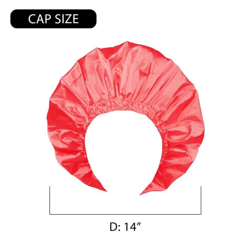 DONNA Shower & Conditioning Silky Satin Cap Waterproof Bath Caps Plastic Reusable Shower Caps Elastic Band Bath Hair Hat Stocking Stuffers for Women Rose L-XL