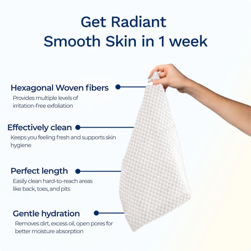 Sima Brand Exfoliating Washcloth Face & Body Scrub Towel - Japanese Exfoliating Towel with Hexagon Fibers, Body Scrubber with 2 Sides for Scrubbing & Washing, Extra Long Towels (Black, 3 Pack)