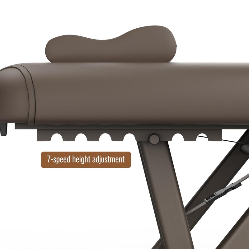 pouseayar Adjustable Massage Table with Face Pillow & Headrest, Sturdy and Solid, Silent and Easy to Adjust for Treatment Table Physical Therapy Table Spa Facial Bed - Fixed Backrest, Brown