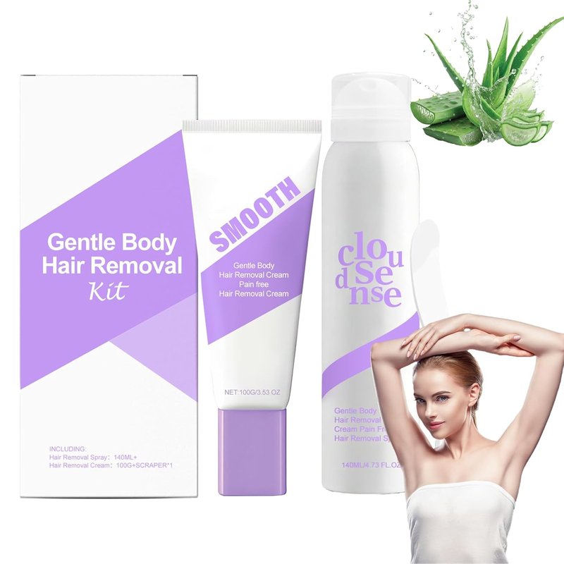 Skiennix Hair Removal Spray - Gentle Body Hair Removal Kit with Aloe & Hyaluronic Acid for Sensitive Skin | 200ml