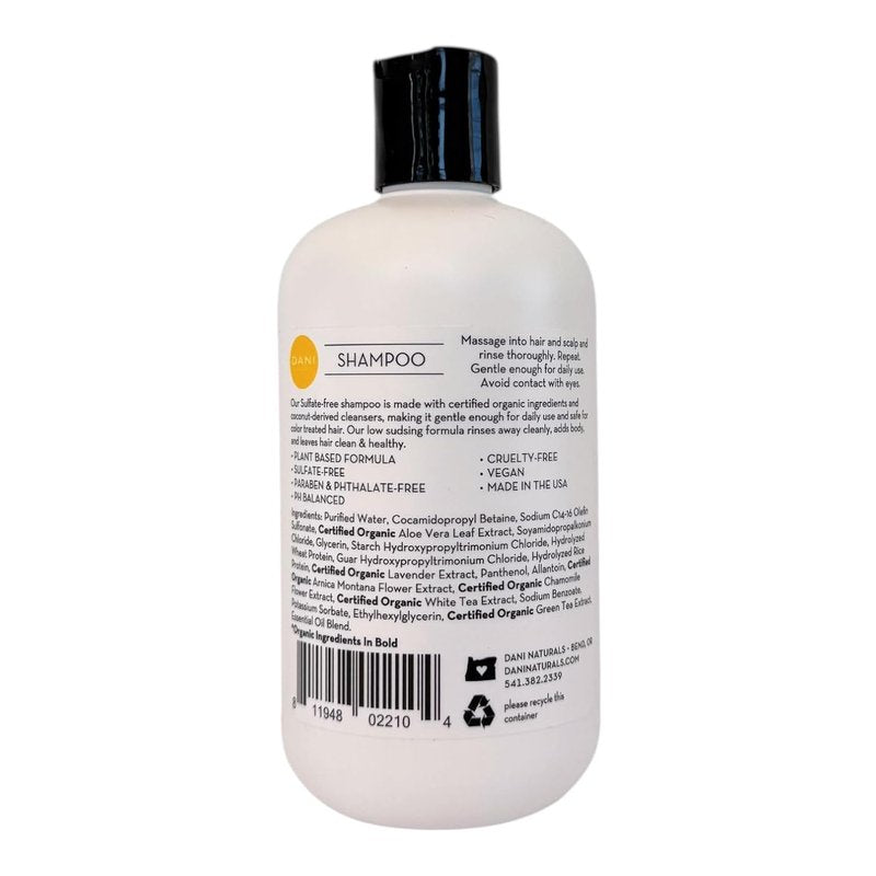 DANI Naturals Sulfate-Free Shampoo - Vegan Sandalwood Vanilla Formula for Volume & Moisture | 12 fl oz
