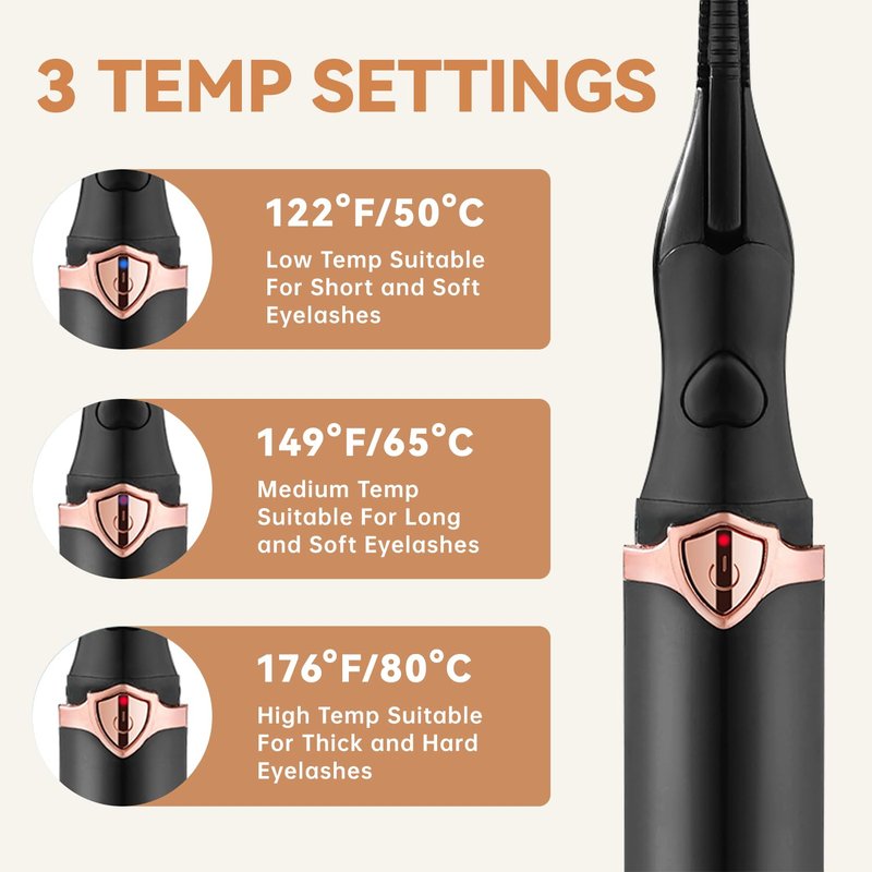 2026 Upgraded Heated Eyelash Curler - 2-in-1 Electric Lash Curler - 3 Temperature Modes/8s Quick Heat/USB Rechargeable Mini Electric Eyelash Curler-Natural Curling 24H Long-Lasting Curl