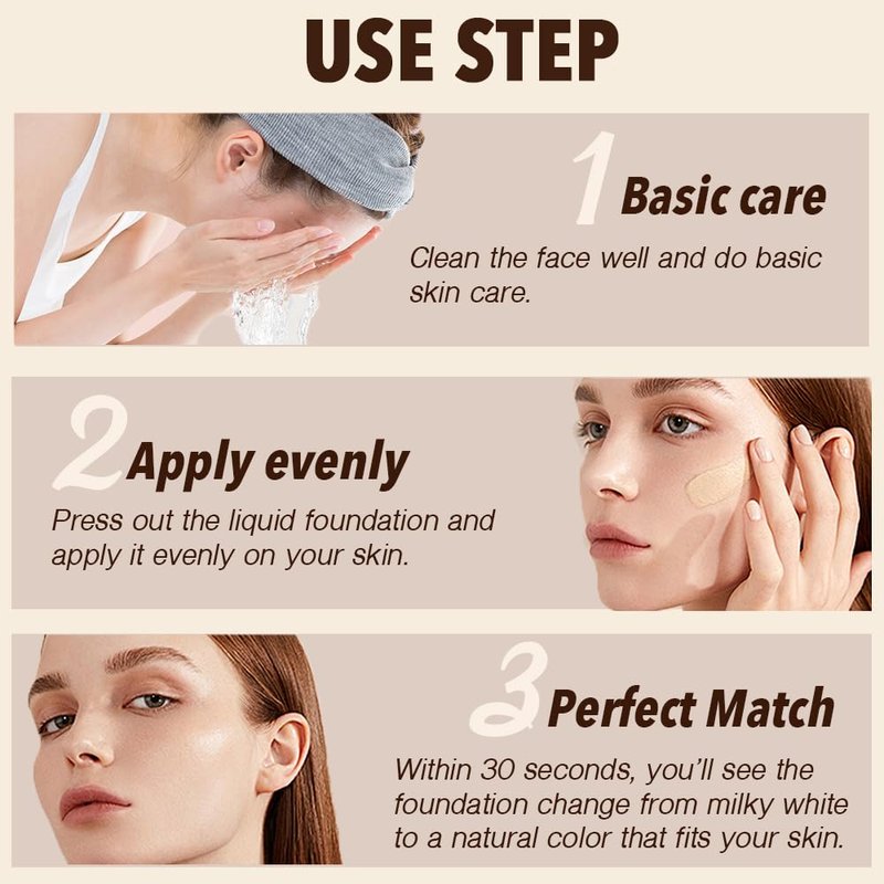 Skiennix Color Changing Foundation | 4-in-1 Hypoallergenic Hydrating Formula with SPF 50 - 1.0 fl oz