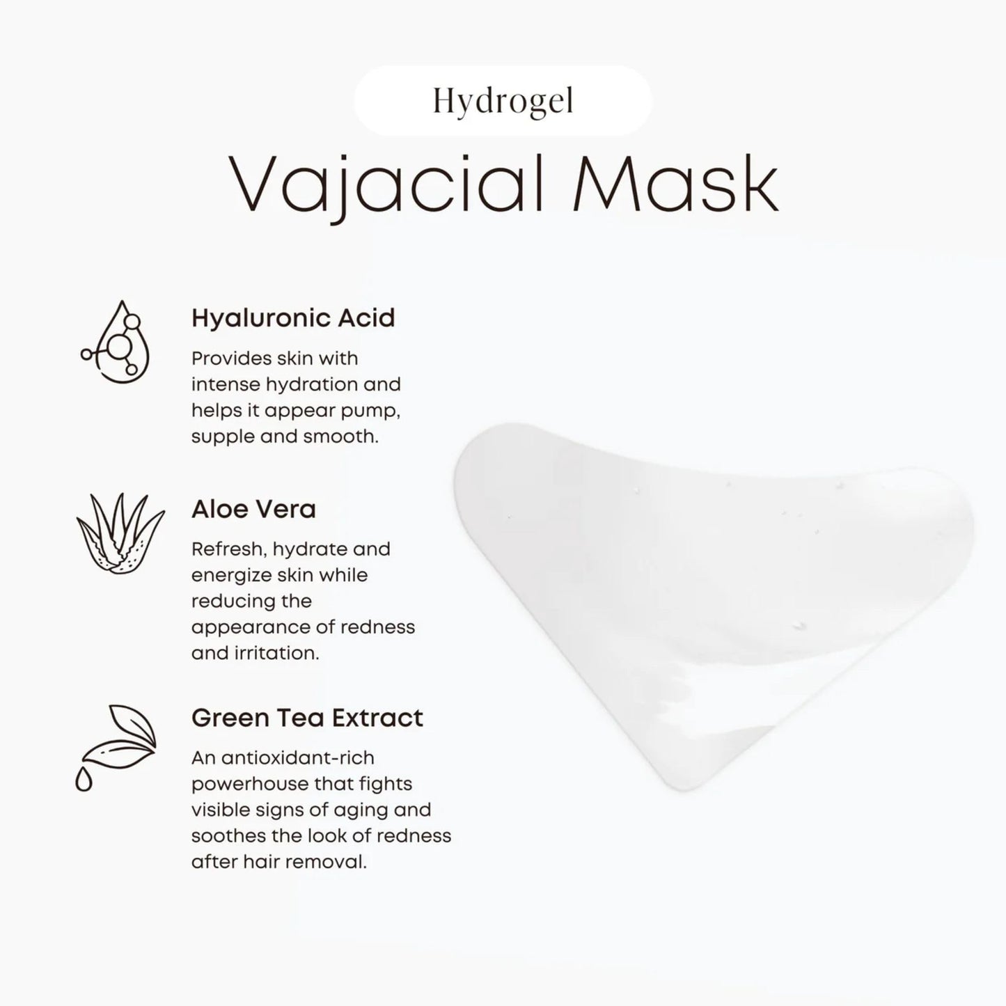 Bushbalm Hydrogel Vajacial Triangle Mask - Hydrating Post-Hair Removal Patch with Hyaluronic Acid and Aloe Vera to Cool and Soothe Skin, Triangle Only