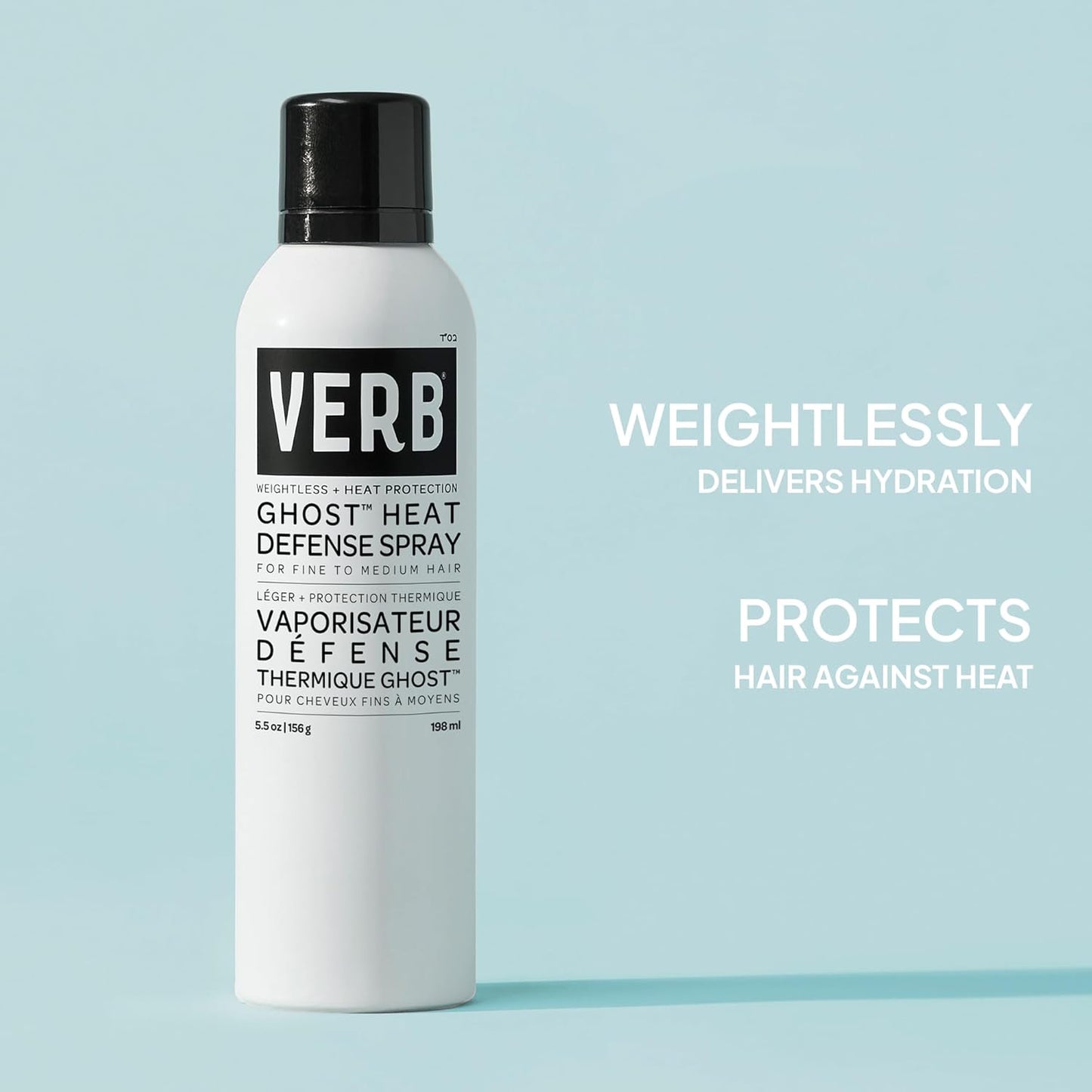 VERB Ghost Heat Defense Spray - Weightless Heat Protection & Shine for Fine to Medium Hair - Vegan & Sulfate-Free
