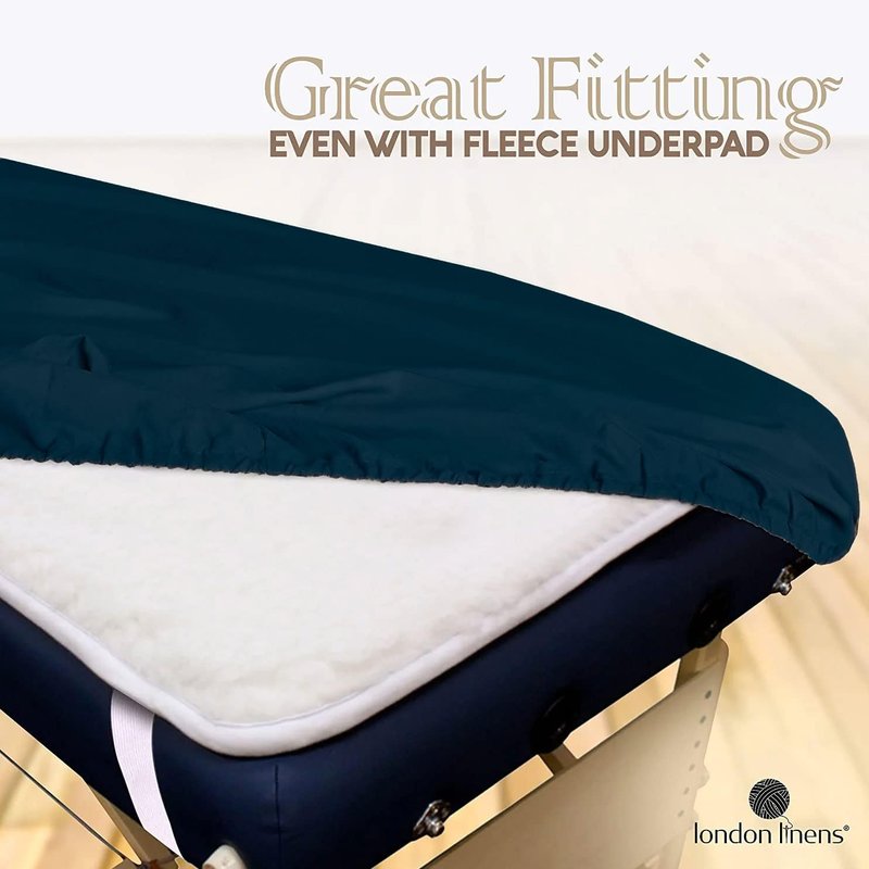 London Linens Soft Microfiber Massage Table Sheets Set - 3 Piece Navy Blue Cover, Fitted Sheet & Face Rest Cover