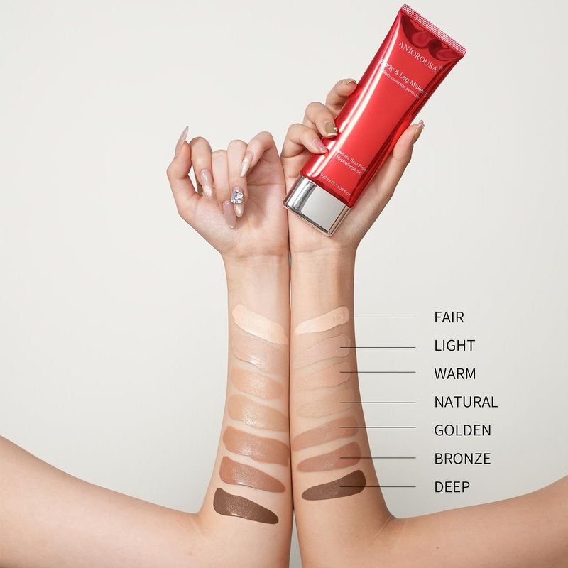ANJOROUSA Tattoo Cover Up Makeup Waterproof,No Transfer Body Coverage Perfector,Full Coverage Body Foundation & Tattoo Concealer (Golden)