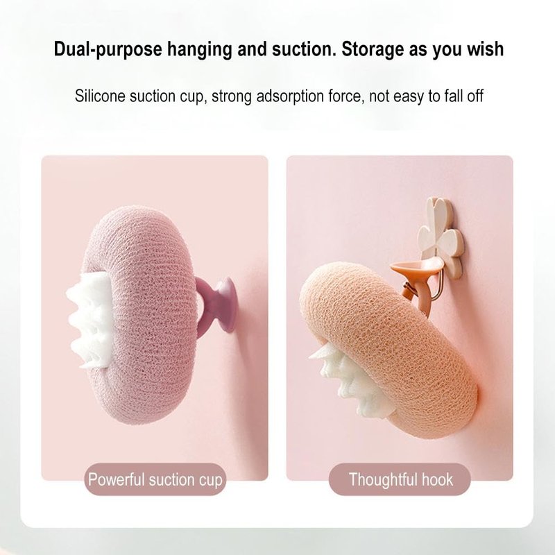 2 PCS 2-in-1 Sunflower Bath Ball Super Soft Sunflower Suction Cup Bath Ball Exfoliating Bath Sponge Cleaning Brush with Suction Cup Shower Sponges Bath Sponges Back Scrubber Shower Puffs for Women Men