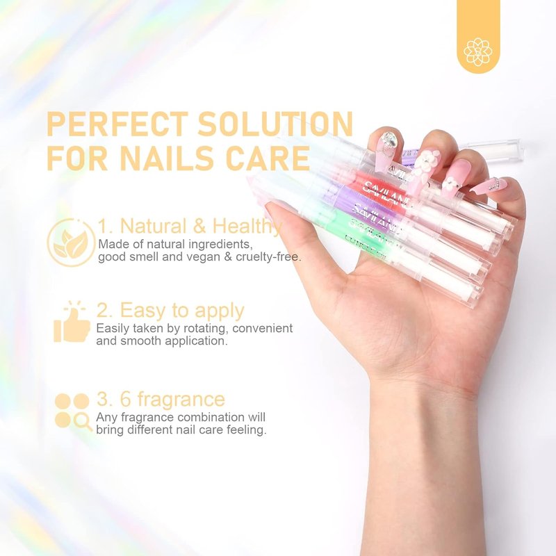 SAVILAND Cuticle Oil Pen Set - 6PCS Nail Growth Treatment & Strengthener for Healthy Nails