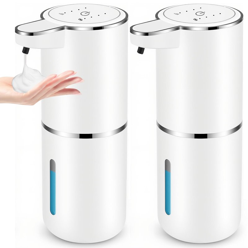 2 Pack Automatic Soap Dispensers,12.8oz/380ml USB Touchless Automatic Foaming Soap Dispenser,Rechargeabled Wall Mounted Smart Soap Dispenser for Bathroom Kitchen Dish Soap