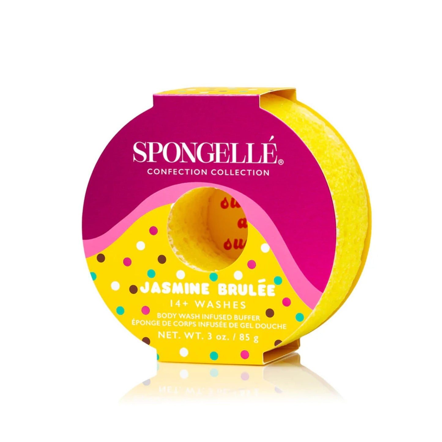 Spongellé Jasmine Brûlée Confection Body Buffer | Built-in Body Wash & Body Scrubber, Shower Loofah Sponge for Women, 14+ Washes, Vegan & Cruelty-Free