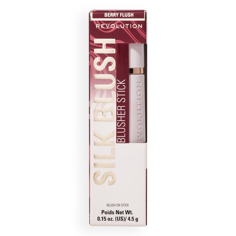 Revolution Beauty London, Skin Silk Marble Blush Stick, Buildable Color for Cheek, Eye, & Lip, Cream-to-Powder Formula, Vegan & Cruelty-Free, Berry Flush, 0.15 oz