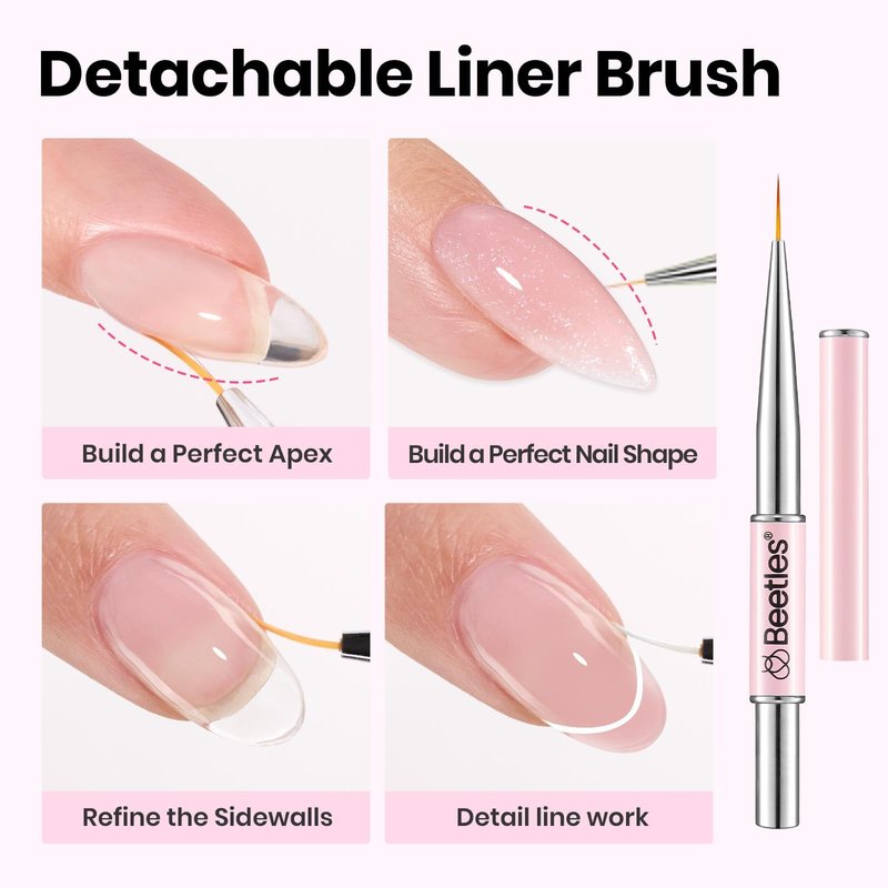 Beetles Builder Gel for Nails HEMA & TPO FREE-2 Colors Clear & Jelly Nude Building Gel with Nail Brush,Strengthening Nails Building Apex & Extension for Beginner DIY UV Nail Salon at Home,Peach Skin