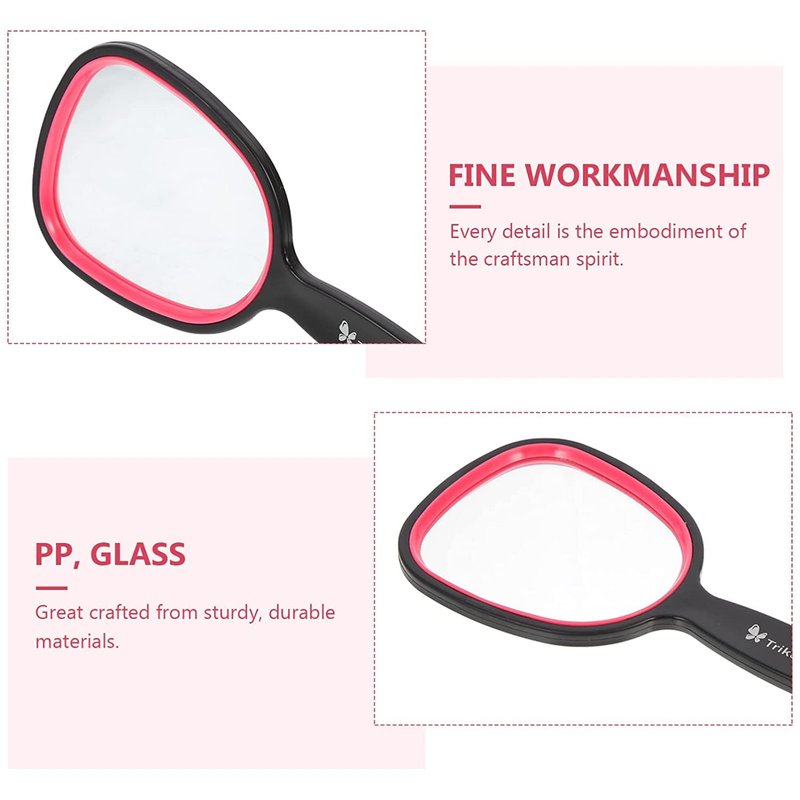 mpowtech Small Handheld Mirror with Handle for Women and Girls - Lightweight Hand Mirrors for Gift - Personal Handle Mirror for Makeup,Travel,Bathroom(6.11" x 2.95'')