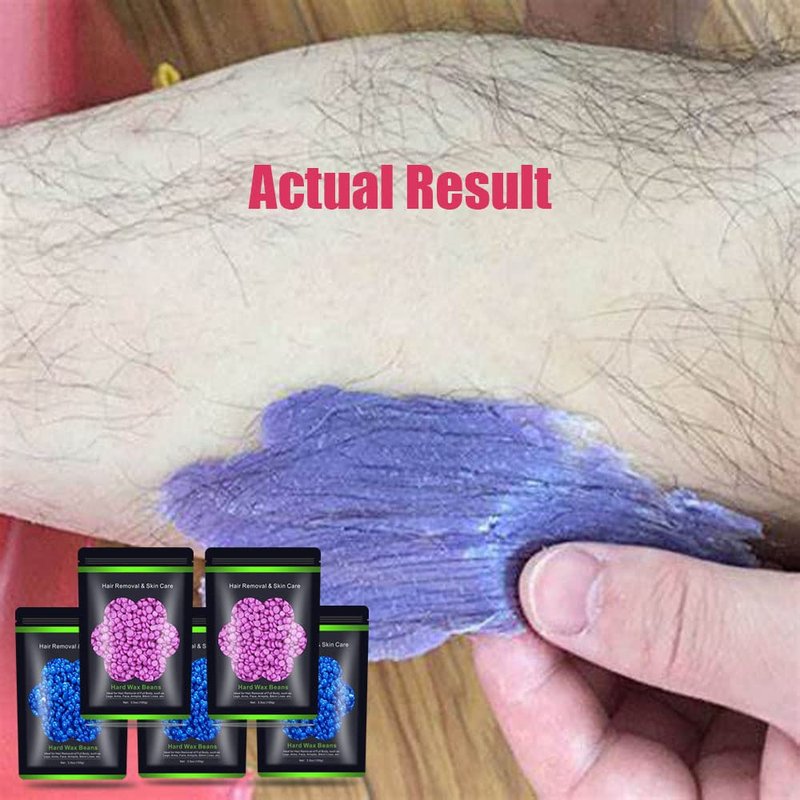Hard Wax Beans 17.5Oz, Hair Removal Body European Brazilian Pearl Waxing Beads For Women Men Include 10 Waxing Spatulas For Bikini, Eyebrow, Face, Armpit 5 Packs