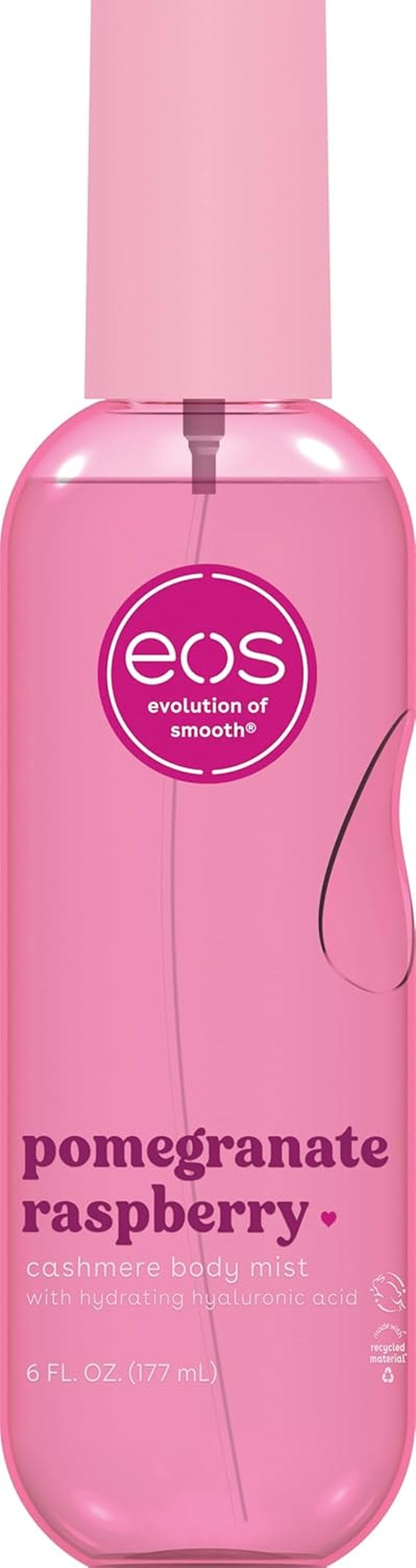 EOS Cashmere Body Mist - Pomegranate Raspberry Body Spray | Moisturizing Hair Mist with Hyaluronic Acid, 6 fl oz