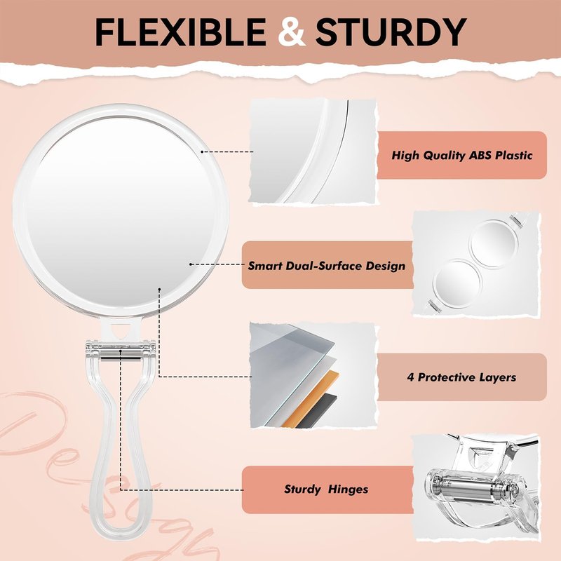 Auxmir 1X/30X Double-Sided Travel Magnifying Mirror - Foldable Handheld for Makeup & Shaving