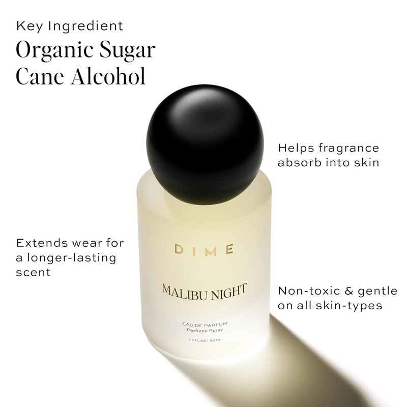 DIME Beauty Malibu Night Perfume - Light Floral Musk, Hypoallergenic Eau de Toilette, 1.7 oz / 50 ml