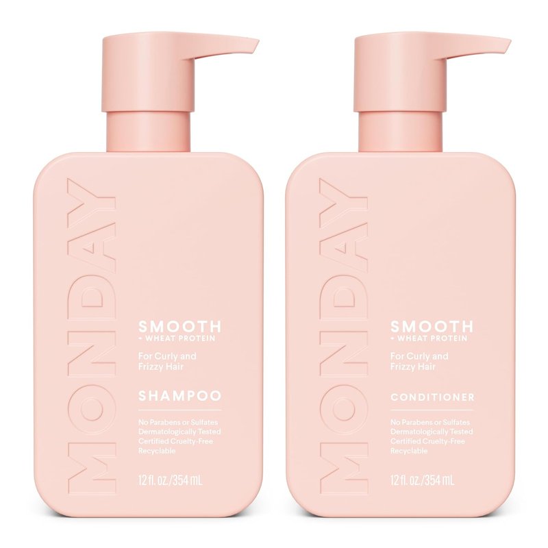 Monday Haircare Smooth Shampoo & Conditioner Set - 12 oz Each | Frizz Control with Coconut Oil & Shea Butter