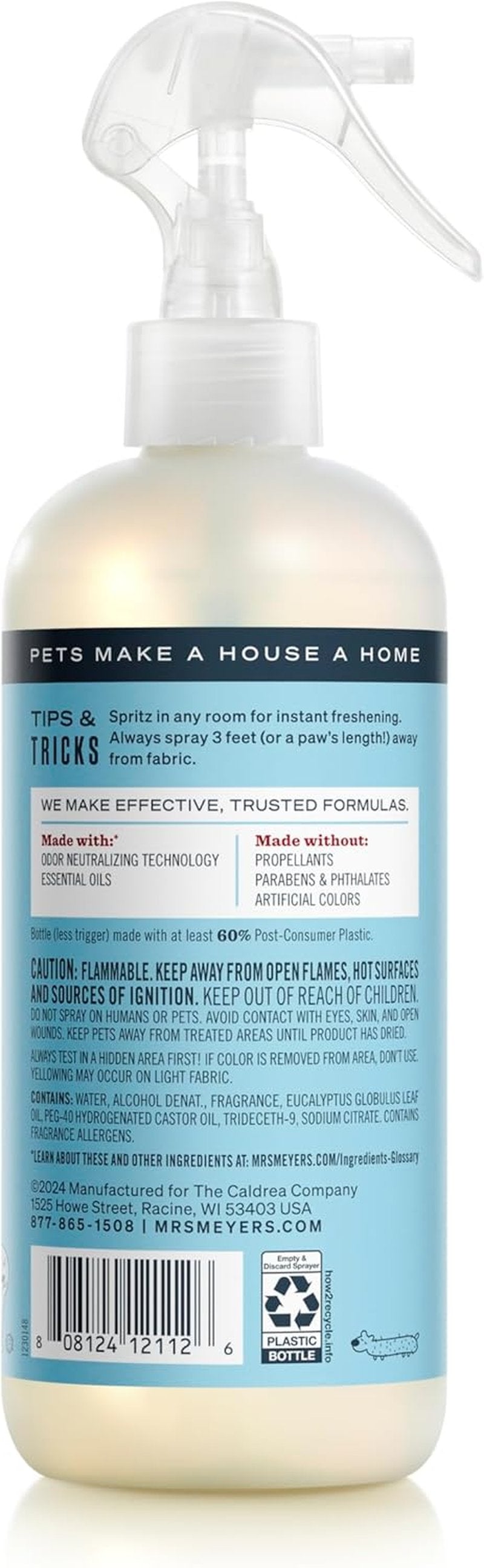 Mrs. Meyer's Clean Day Pet Odor Neutralizer - Coconut Leaf Scent | 12oz for Fresh Home Environment