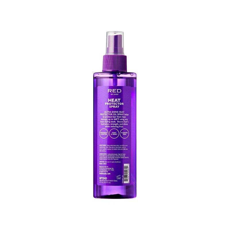 Red by Kiss Heat Protector Ultra Shine Oil Spray - Thermal Protection up to 460°F, Anti-Frizz, Hydration, and Strength for Hair (6 Fl Oz) - Style: Thermal Protection Ultra Shine Oil Spray