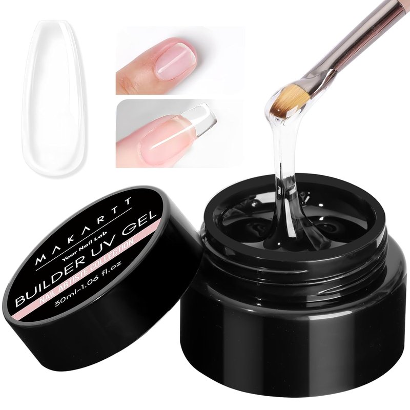 Makartt Clear Gel Builder - Strong Self-Levelling Nail Extension for Broken Nails Repair | 1.06 oz