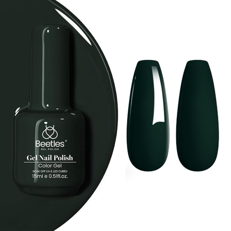 Beetles Green Gel Nail Polish - Dark Green Soak Off UV Gel for DIY Nail Art | 15ML (0.51OZ)