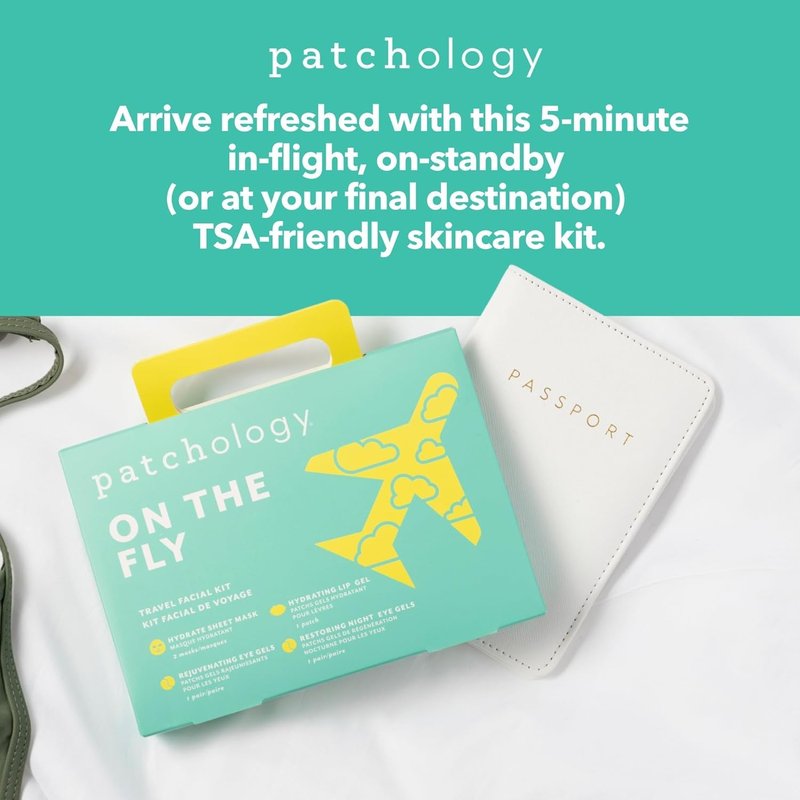 Patchology Travel Facial Kit - Hydrating Skincare Essentials for Face, Eyes & Lips | Includes Under Eye Patches & Sheet Masks