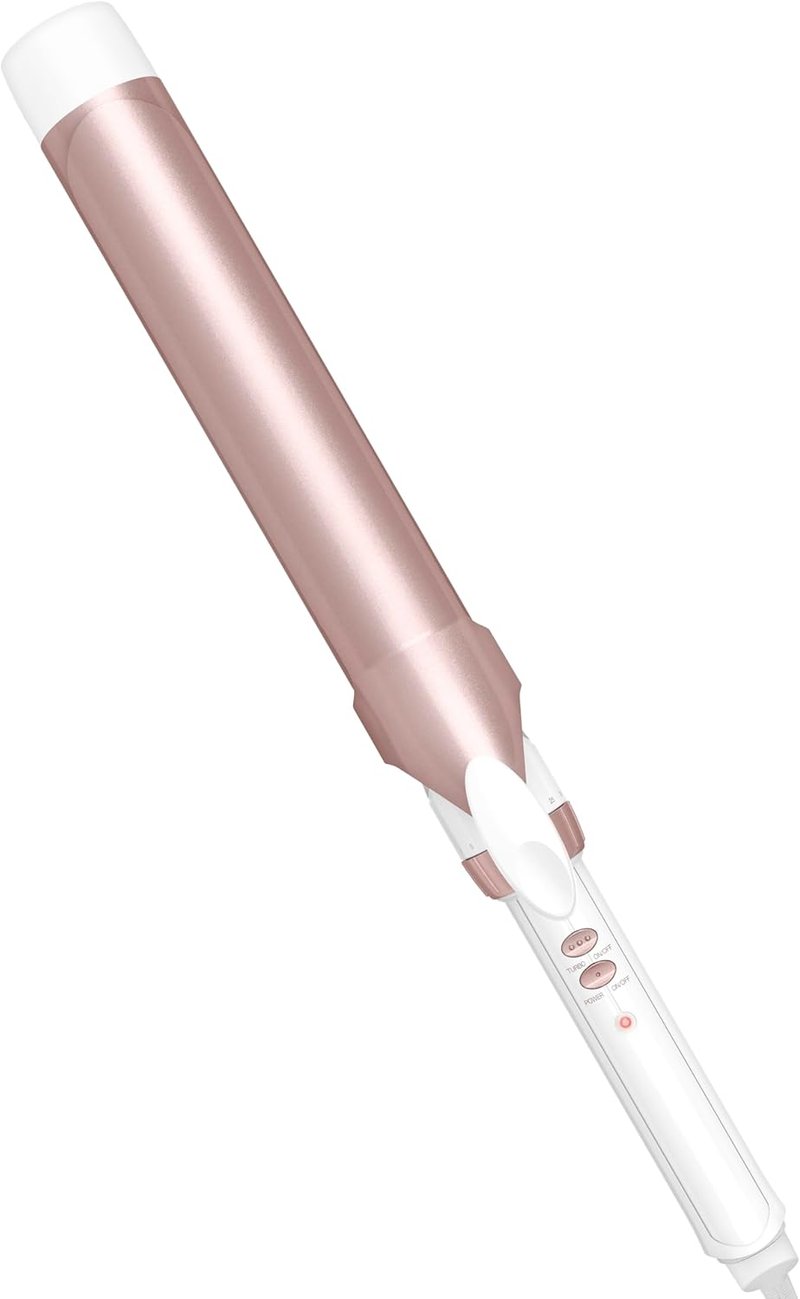 Conair Double Ceramic Curling Iron - 1 ½-Inch Barrel for Soft Waves | Ideal for Medium & Long Hair in White/Rose Gold