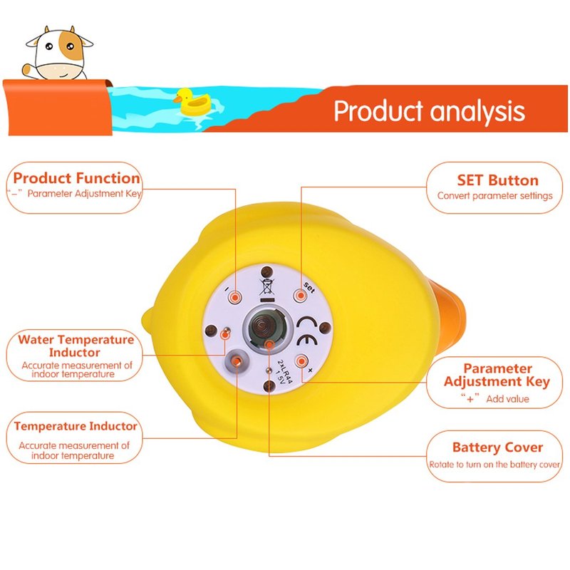 b&h Baby Bath Thermometer, The Infant Bath Floating Toy Safety Temperature Water Thermometer, Baby Bath Essentials (Winking Duck)