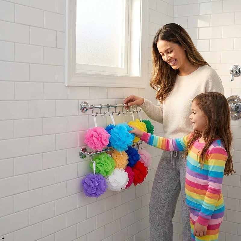 18 Pieces Bath Sponge Shower Loofahs Bulk Bath Luffas Exfoliating Body Scrubber Pack Colorful Mesh Balls Travel Cleaning Wash Puff Bathing Accessories for Kids Women Men Body Wash, (Mixed Colors)