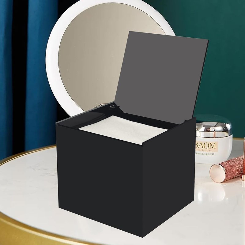 Disposable Face Towel Storage Box - Acrylic Holder for XL Facial Towels | Sleek Black Design