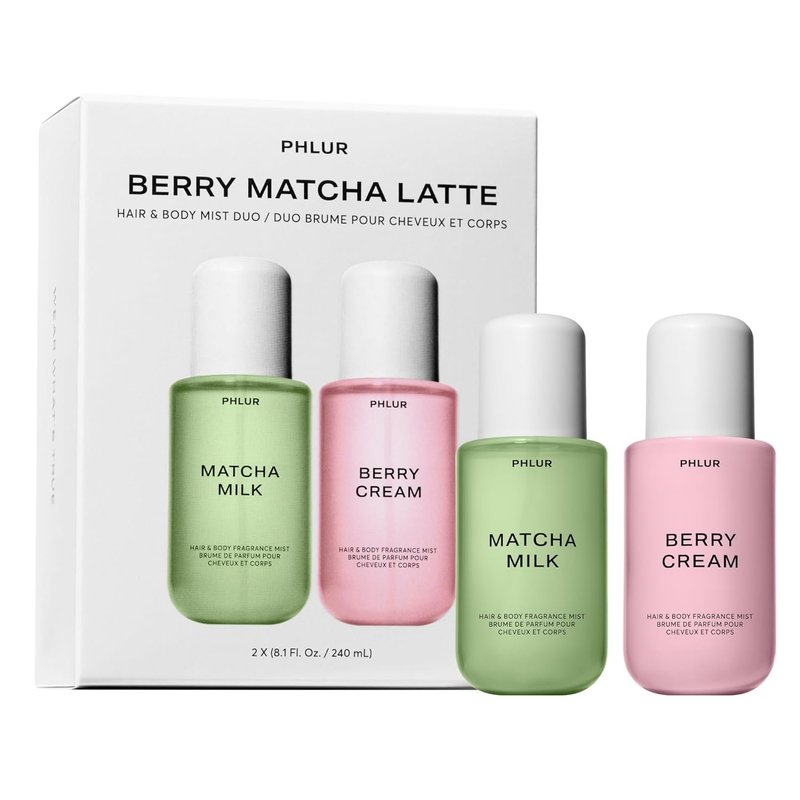 PHLUR Berry Matcha Latte Body Mist Set - Luxurious Hair & Body Perfume for Women | 8 Fl Oz Each