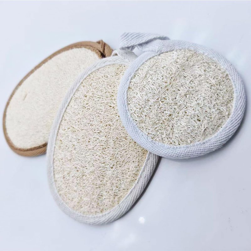 Leewoth 6 Pack Natural Loofah Sponge Pads, 3 Styles Organic Luffa Body Scrubber, Biodegradable Loofah Exfoliating Sponges for Bath Shower, Face & Body Cleansing for Men Women
