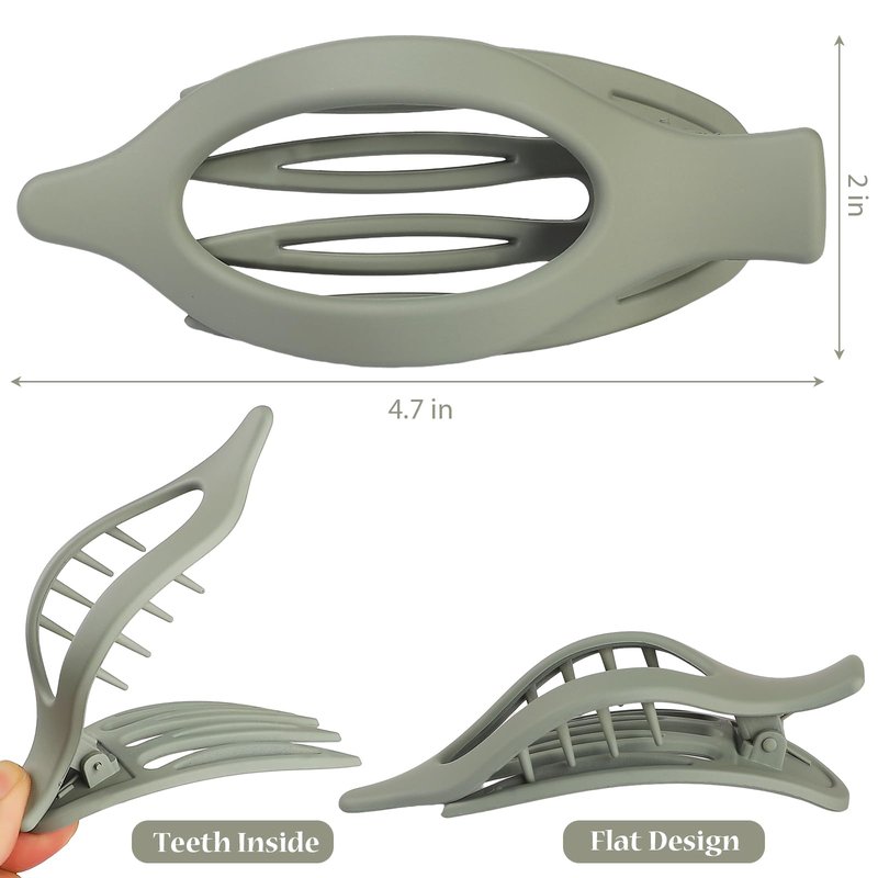 CHANDAT Flat Hair Clip 6 pcs Lay Down Claw Clips Hair Accessories for Women -Basic