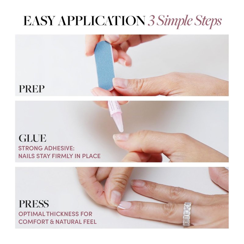 Glamnetic Press On Nails - Medium Coffin Muted Mauve Purple | 30 Nail Kit with Glue, 15 Sizes Available