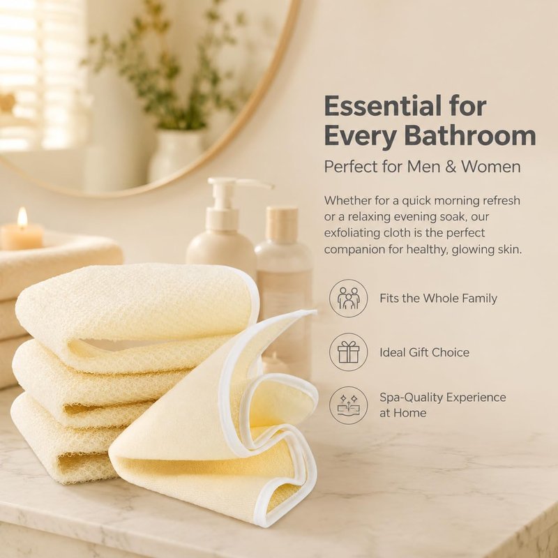 MAQIHAN Exfoliating Cloth - 4 Pack Exfoliating Washcloths for Body and Face Clean 8 × 10 inches Durable Weave Bath Body Scrubber Face Wash Cloths Bath Towel Washcloths Wash Towels for Women and Men