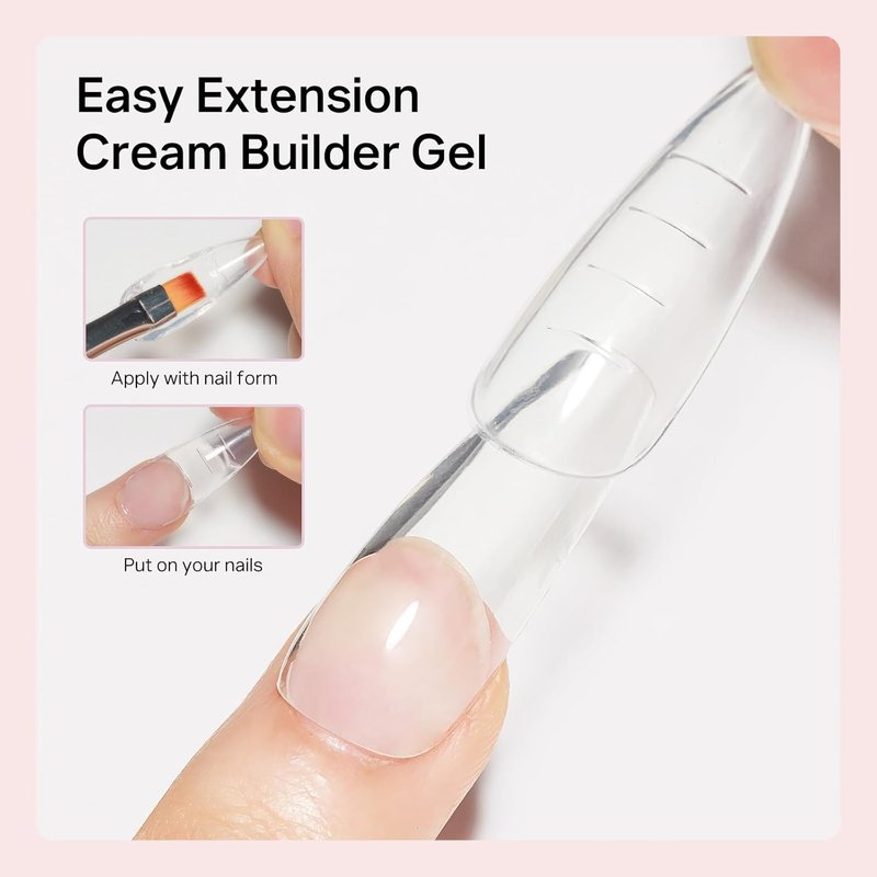 MIZHSE Nail Builder Gel - 30g Clear Hard Extension Strengthener for 3D Nail Art | DIY Sculpting Kit with Dual Forms & Brush