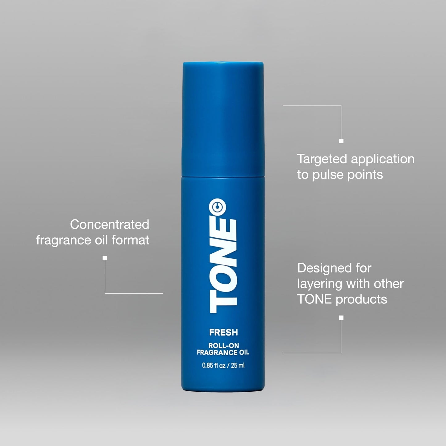 TONE Roll-on Fragrance Oil for Men, Fresh, Fragrance Oil with Notes of Amber, Bergamot, and Jasmine, 0.85 fl oz