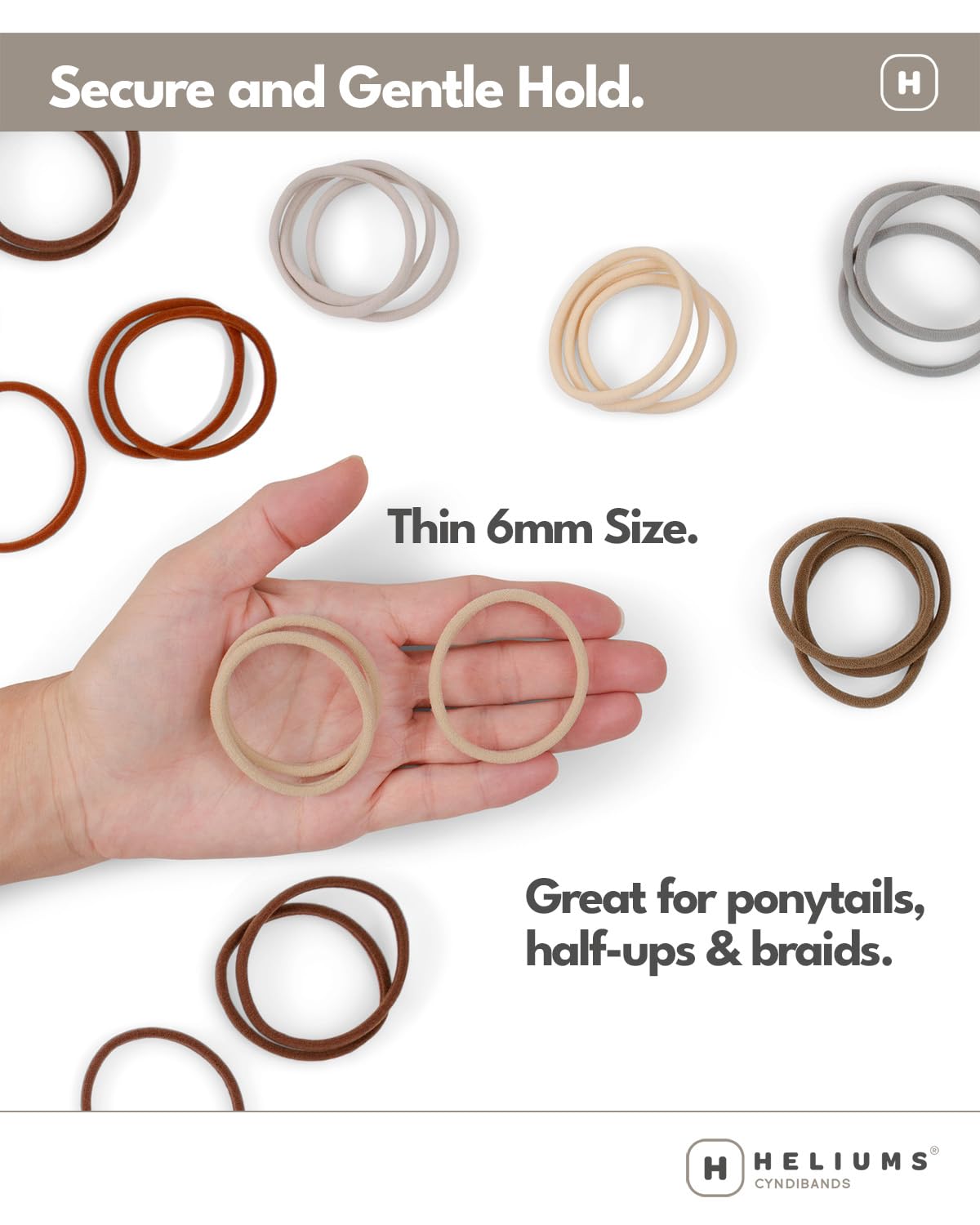 Thin Seamless Hair Ties - No Damage Nylon Ponytail Holders | Ash Blonde, 6mm, Medium Hold, 18 Pack