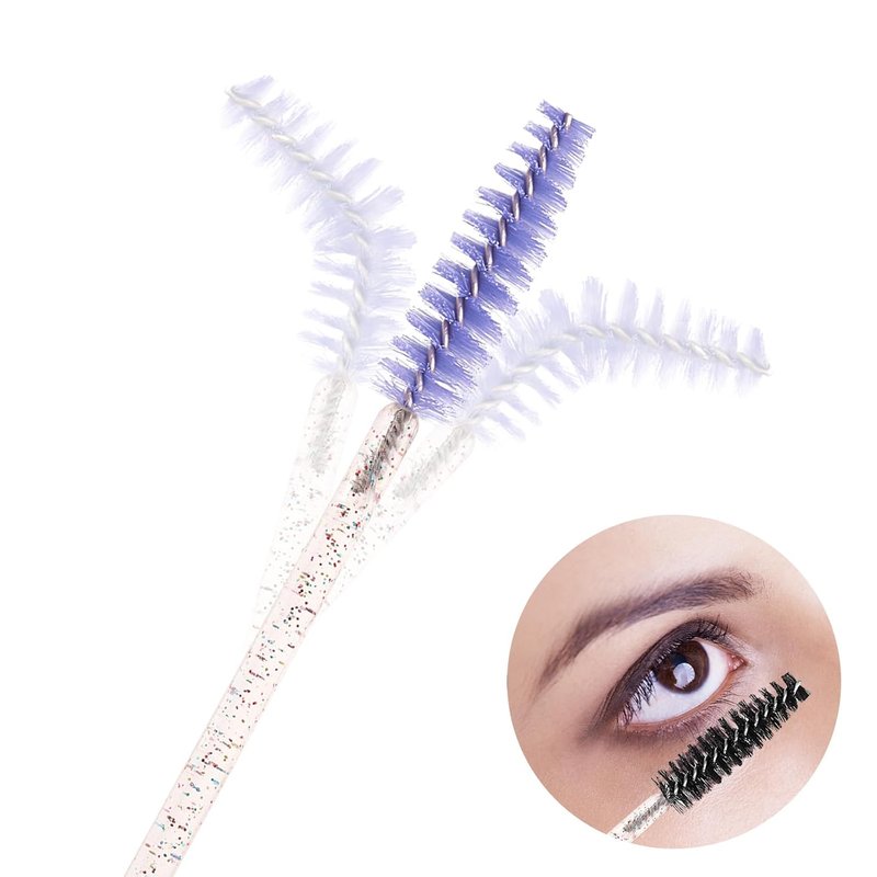 Disposable Mascara Wands - 500 Pcs Eyelash Brush Applicators with Colorful Handles | Purple
