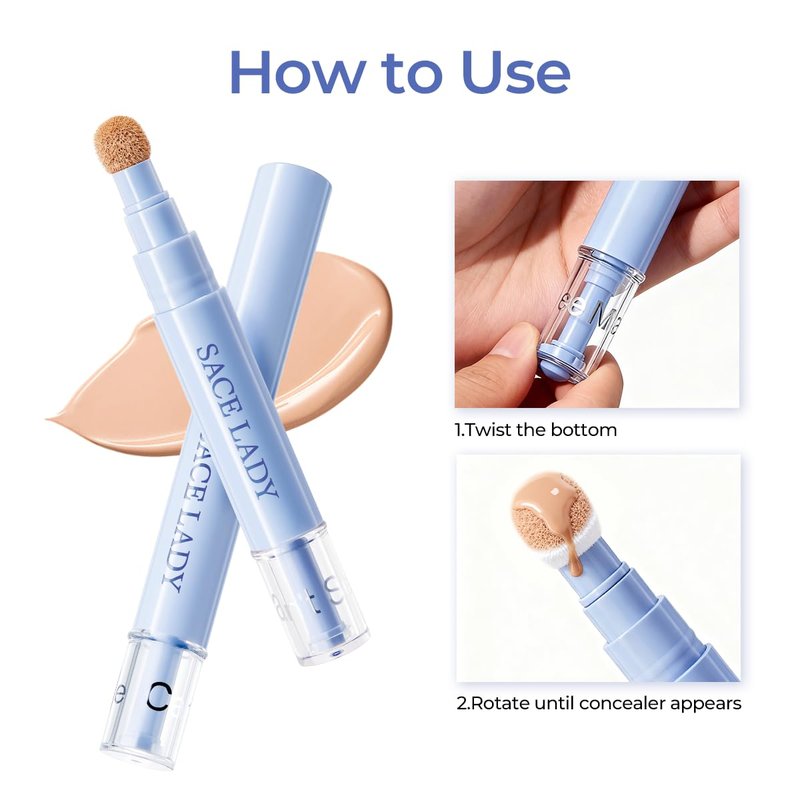 SACE LADY Full Coverage Concealer - Brightening Serum for Blemishes & Dark Circles | 24 Hr Hydration (03 Light Natural)
