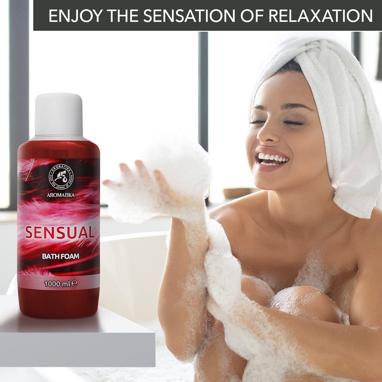 Bath Foam Sensual - 34 Fl Oz (1000ml) - Body Care - Good Sleep - Beauty - Bathing - Body Care - Wellness - Relax - Aromatherapy - Spa - Bubble Baths
