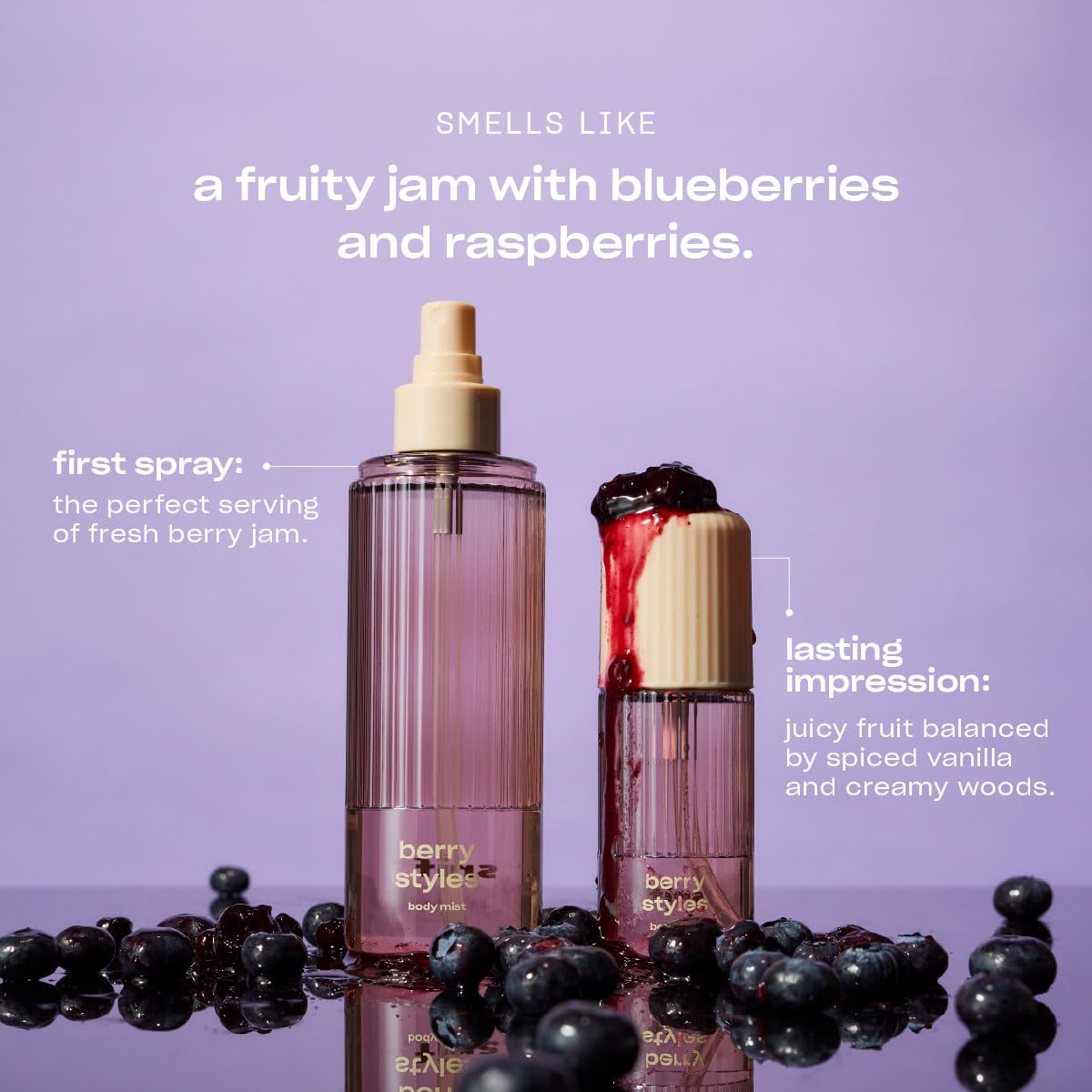 Snif Berry Styles Body Mist - Fruity Gourmand Fragrance for Body & Hair | 2.5oz Blueberry, Raspberry & Vanilla