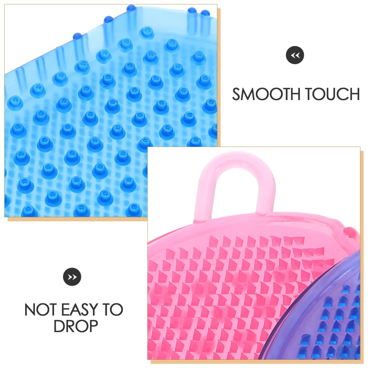 Healifty Massage Brush 2-Pack Double-Sided Silicone Body Scrubbers for Bath Exfoliating and Relaxation Convenient Household Spa Tool with Comfortable Grip 5.90X4.29X0.98In