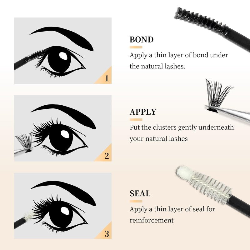 Lash Cluster Glue,Lash Bond and Seal Waterproof Lash Glue for Eyelash Clusters,Eyelash Adhesive Long Lasting 1 Weeks Eyelash Glue for Lash Clusters 2-in-1 Home Use, Strong Hold(6ML+6ML)