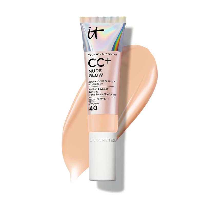 IT Cosmetics CC+ Nude Glow Foundation - Medium Coverage SPF 40 with Niacinamide & Hyaluronic Acid | 1.08 fl oz for Normal to Dry Skin